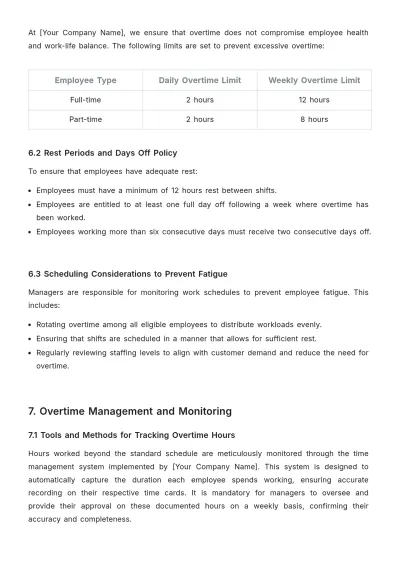 Free Salon Overtime Procedure Template to Edit Online