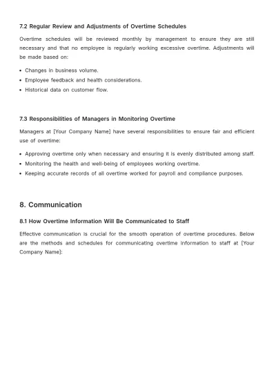 Free Salon Overtime Procedure Template to Edit Online