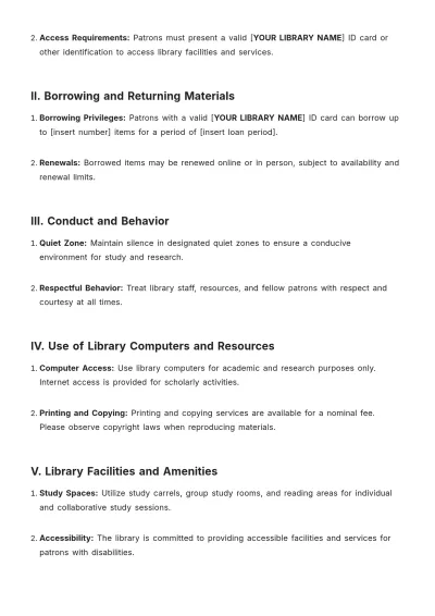 Free Library Policies Procedure Template to Edit Online