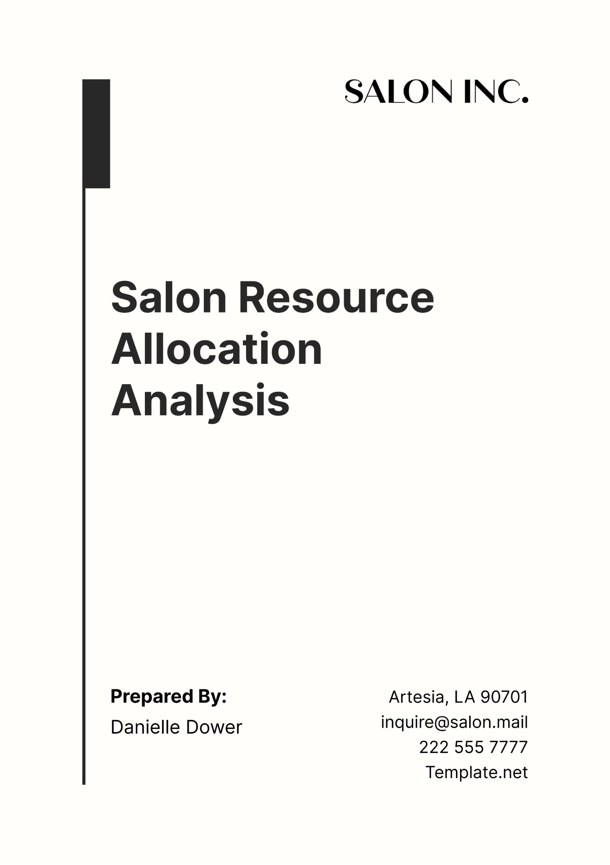 Salon Resource Allocation Analysis Template - Edit Online & Download