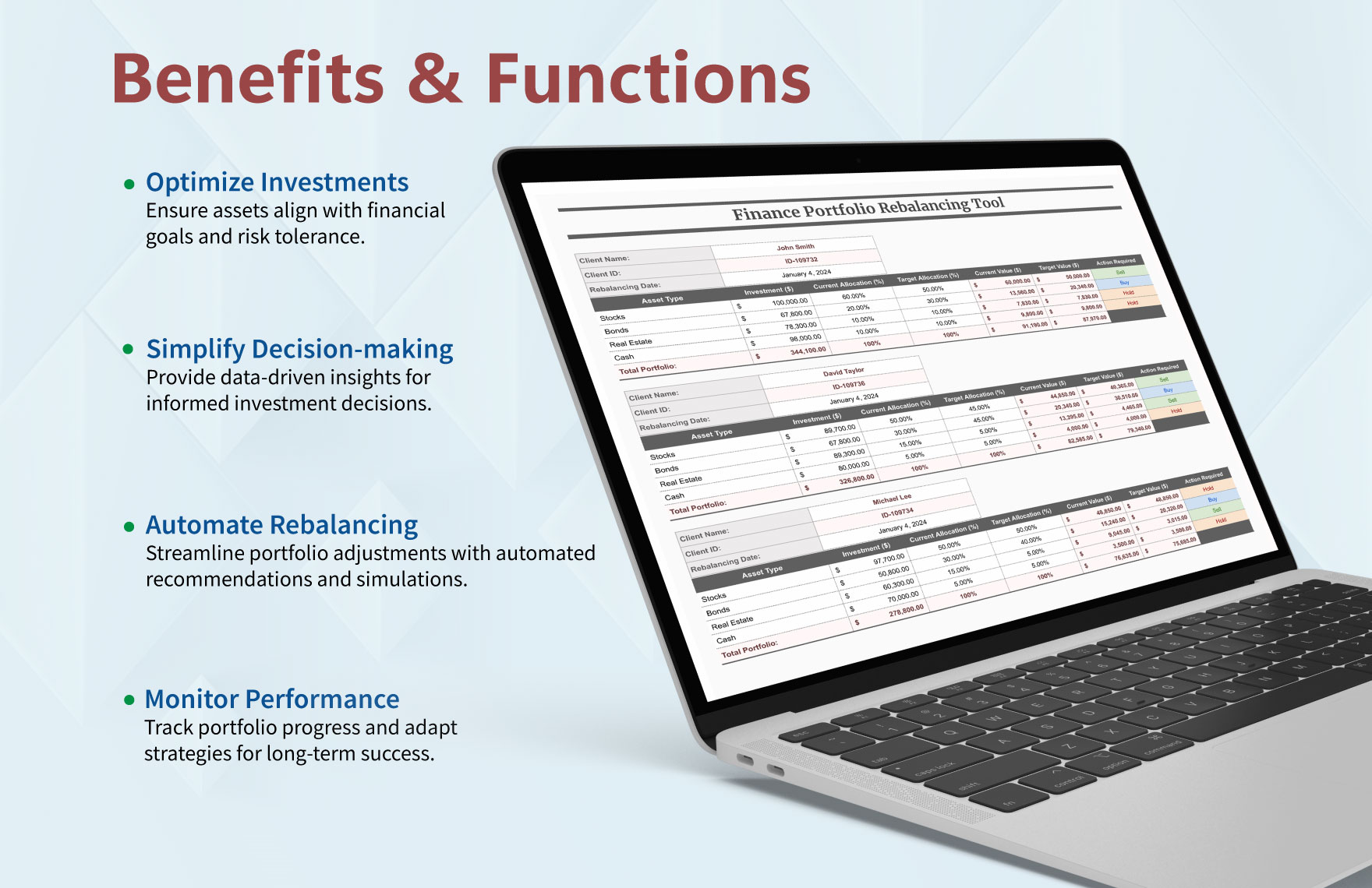 Finance Portfolio Rebalancing Tool Template