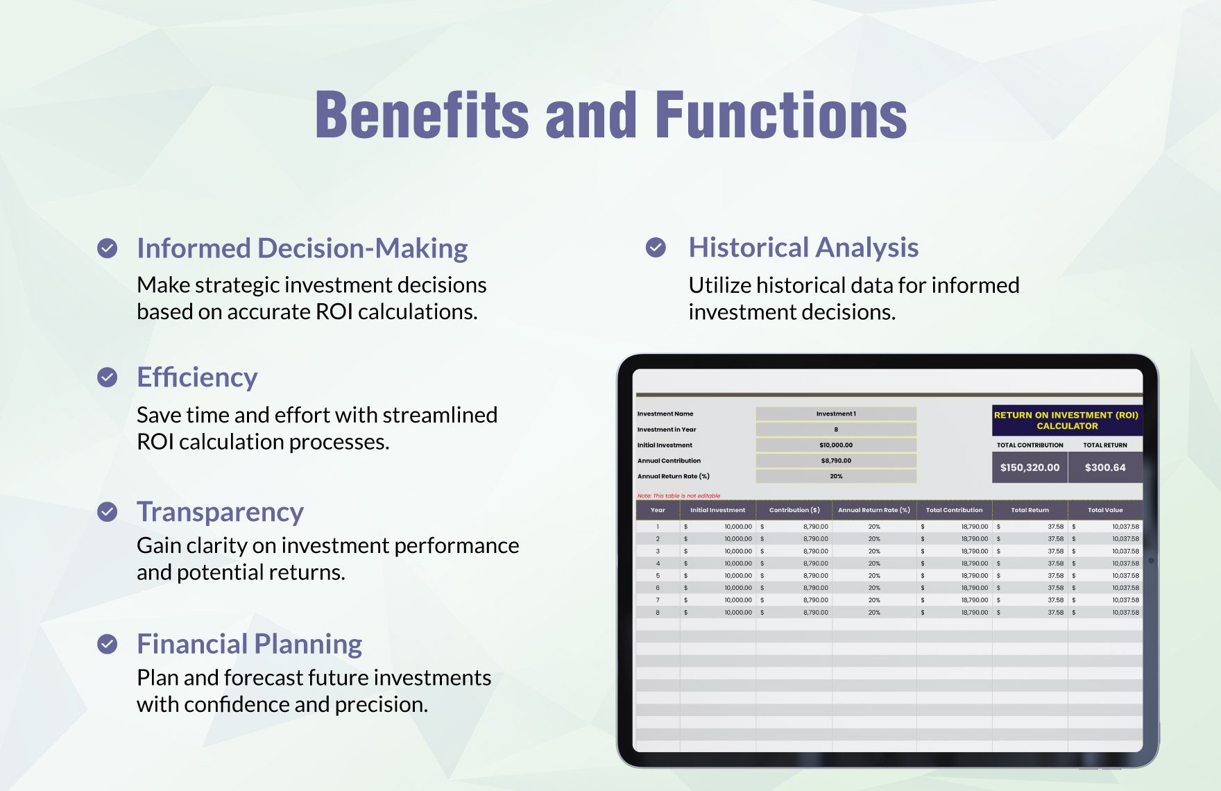 Return on Investment (ROI) Calculator Template