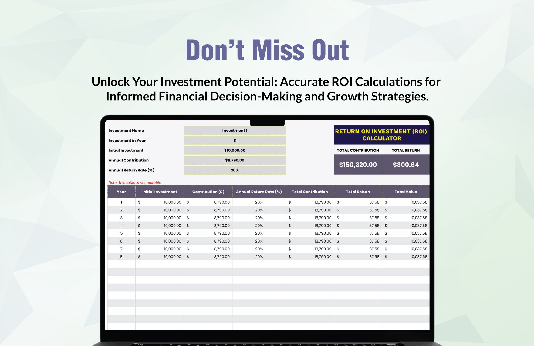 Return on Investment (ROI) Calculator Template