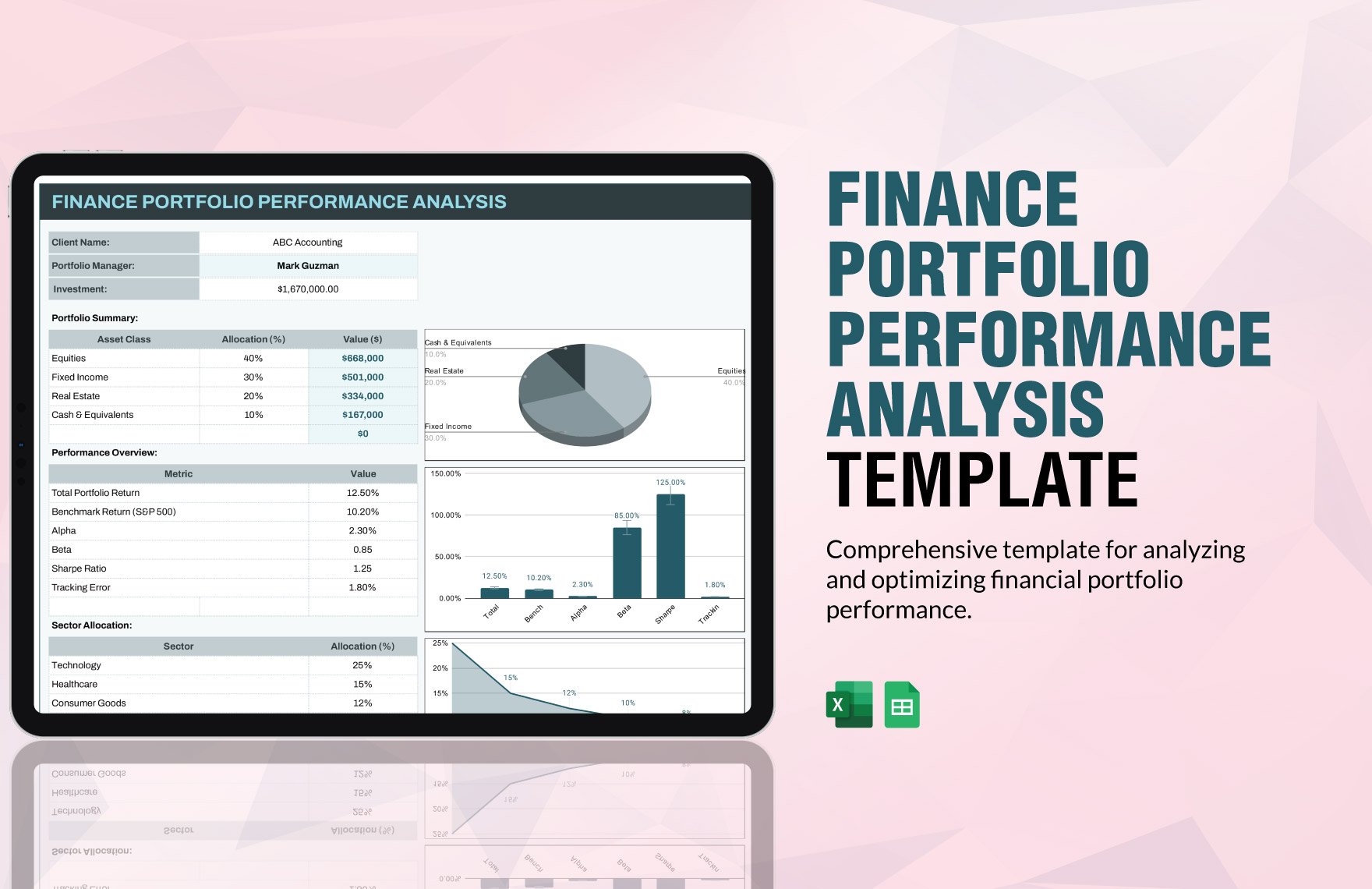 Finance Portfolio Performance Analysis Template in Excel, Google Sheets