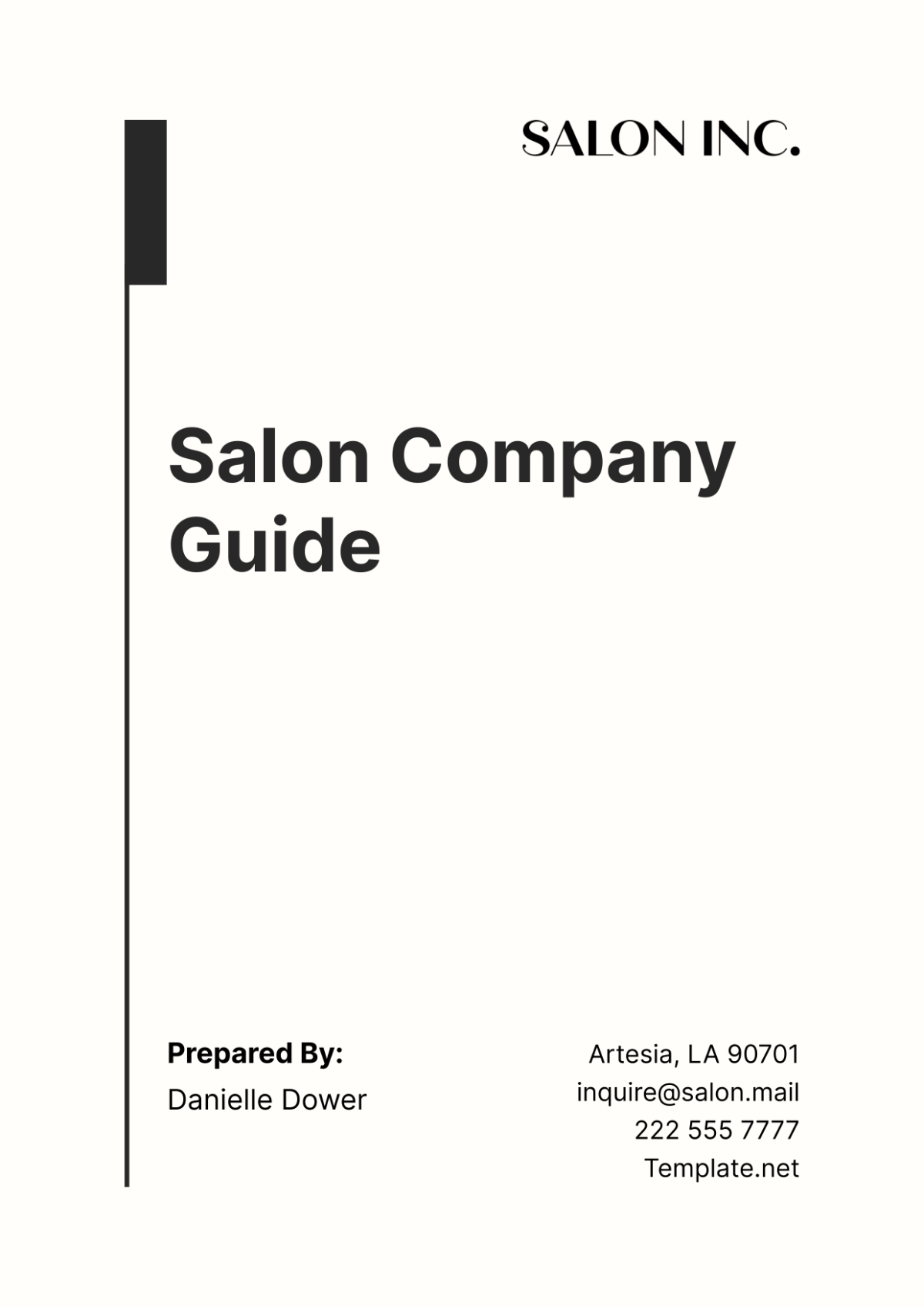 Free Salon Company Guide Template