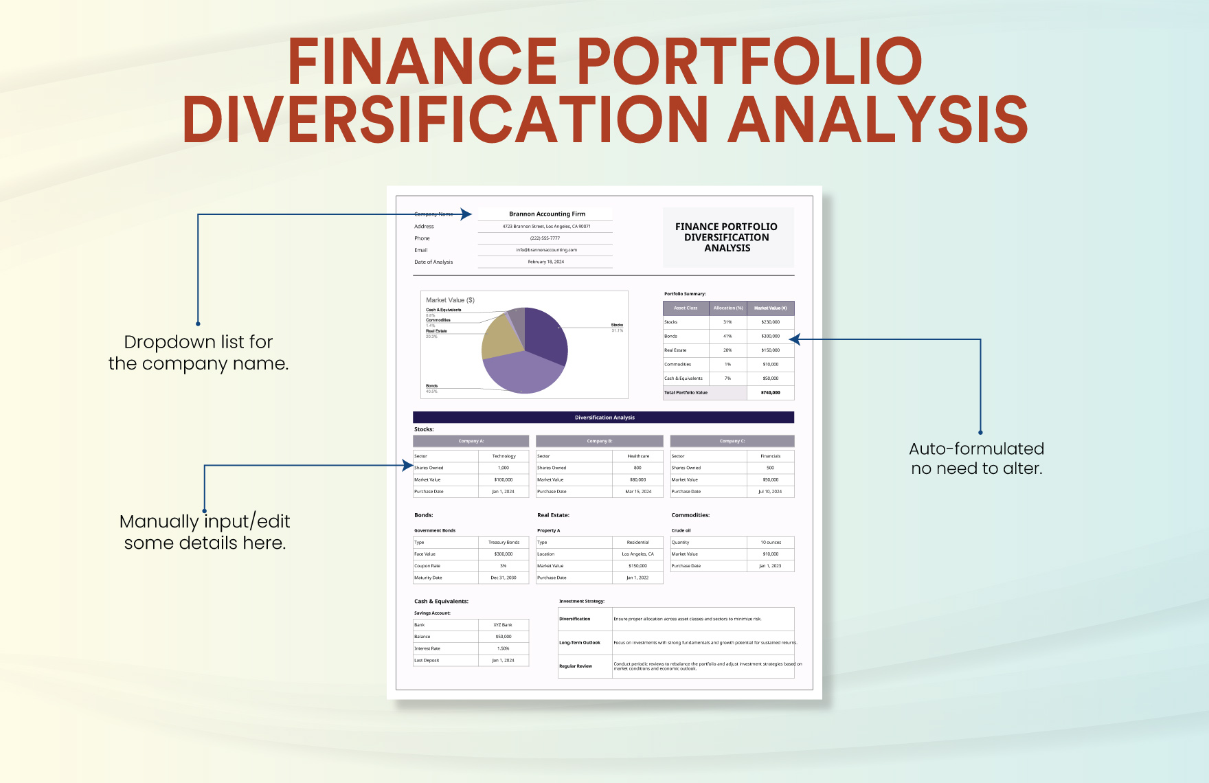 Finance Portfolio Diversification Analysis Template