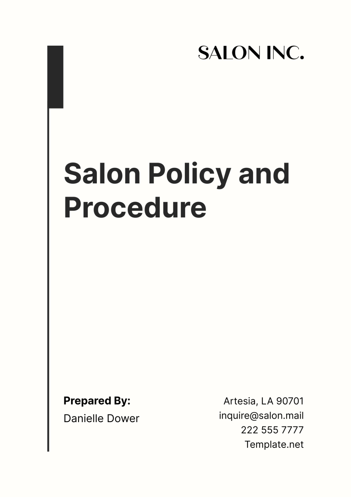 Salon Policy and Procedure Template
