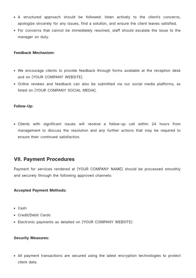 Free Salon Policy and Procedure Template to Edit Online