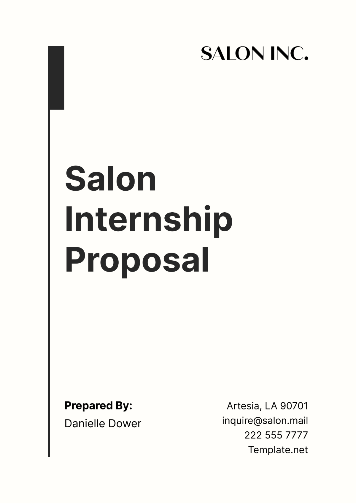 Salon Internship Proposal Template