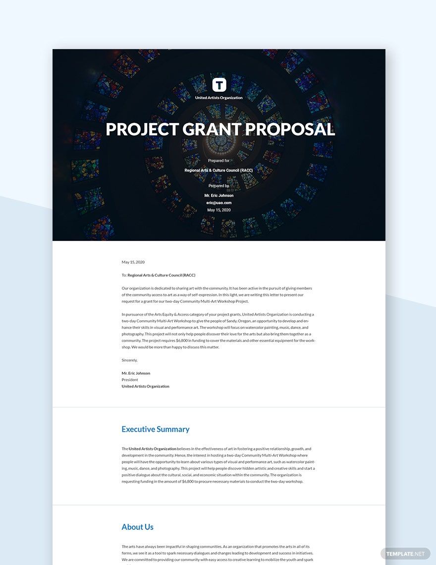 Printable Grant Proposal Template - Google Docs, Word, Apple Pages 