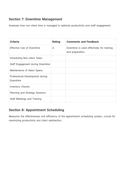 Free Salon Productivity Evaluation Template to Edit Online