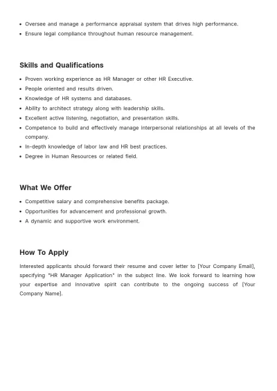 Free Salon HR Job Description Template to Edit Online