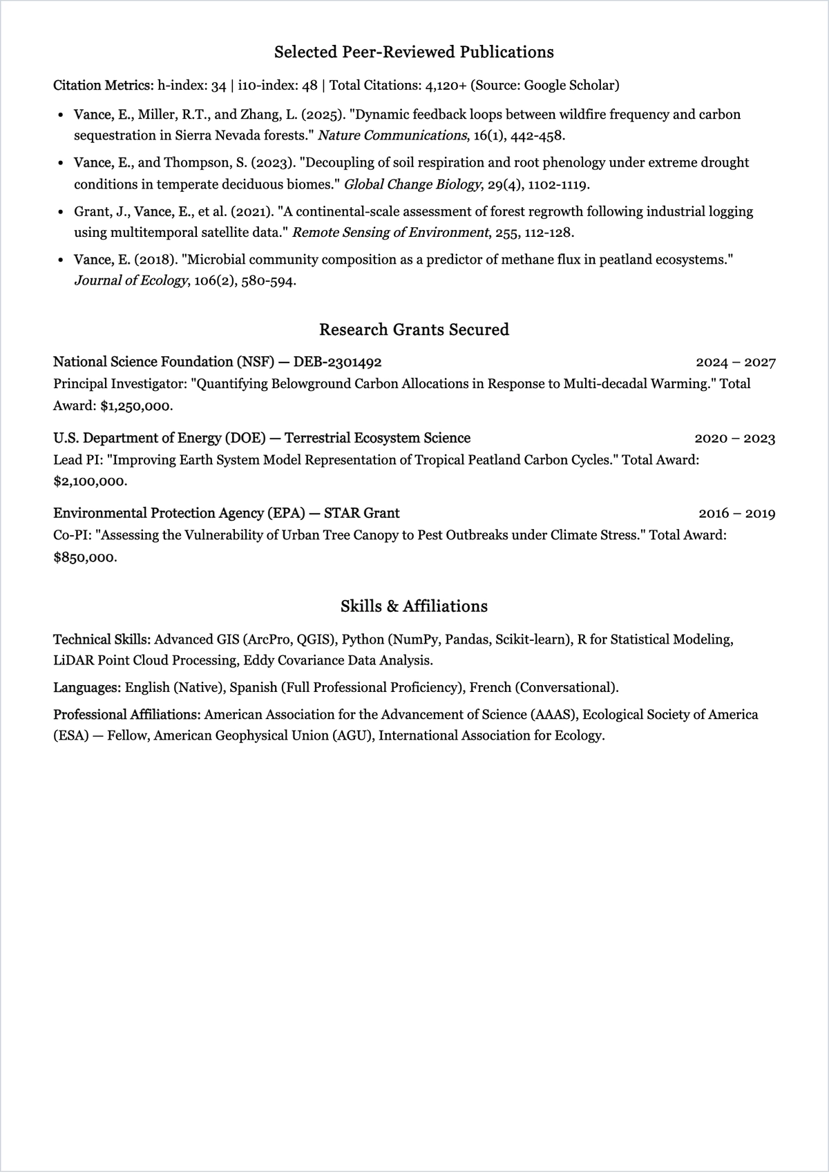 Free Academic ATS CV Template, AI CV Builder