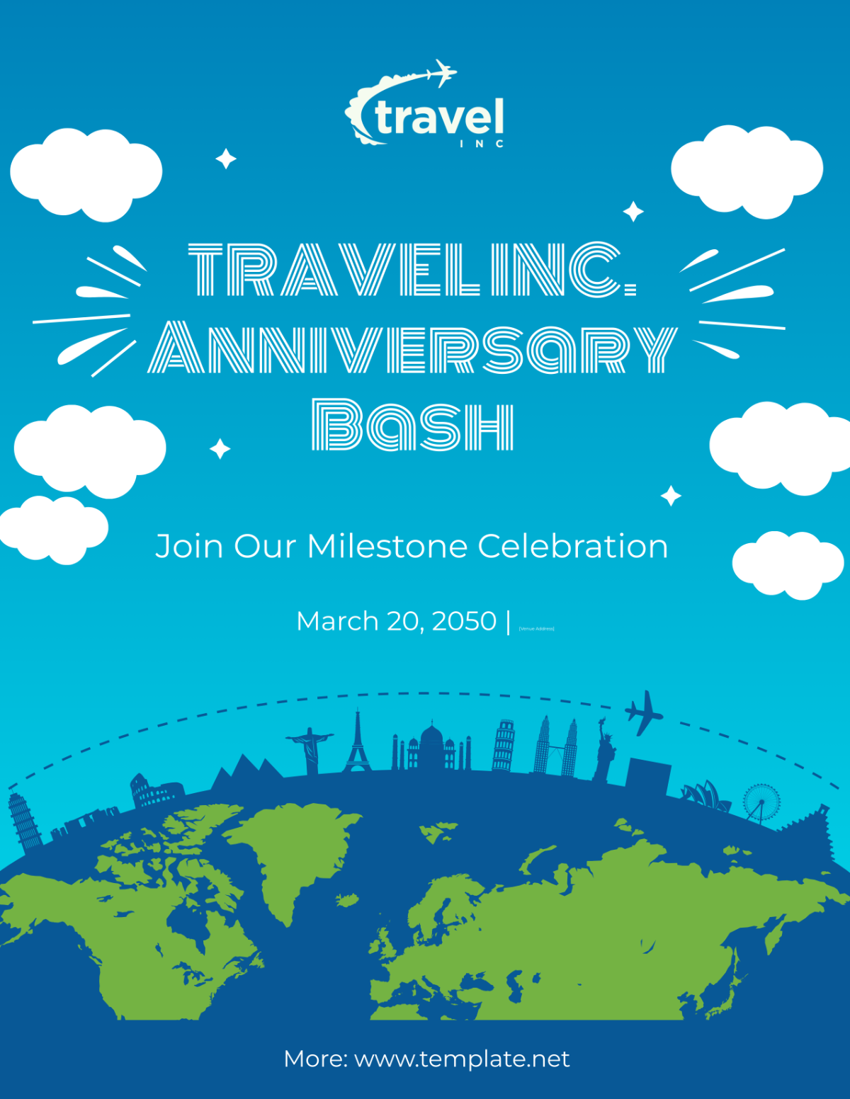 Travel Agency Anniversary Flyer Template - Edit Online & Download