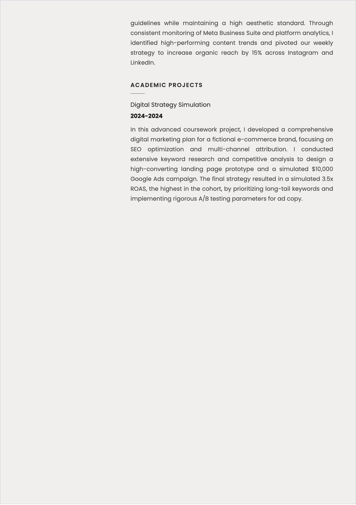 Free Internship ATS CV Template, AI CV Builder