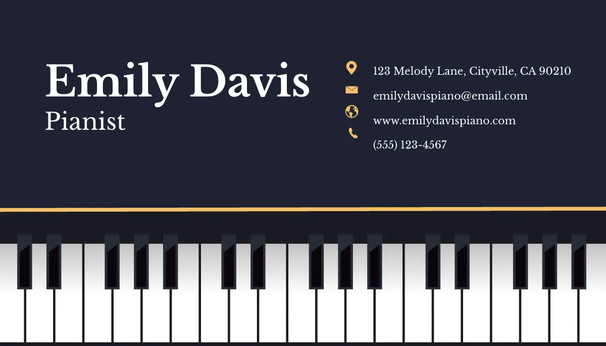 Free Pianist Business Card Template to Edit Online
