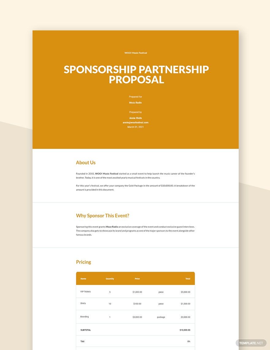 Sponsorship Partnership Proposal Template
