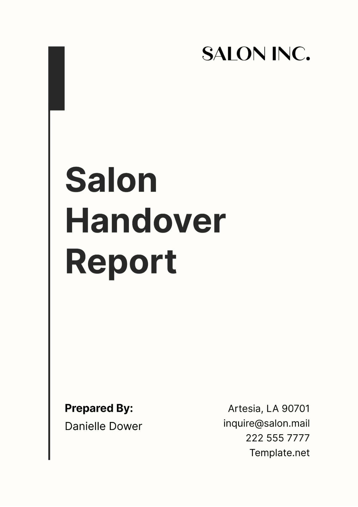 Salon Handover Report Template - Edit Online & Download