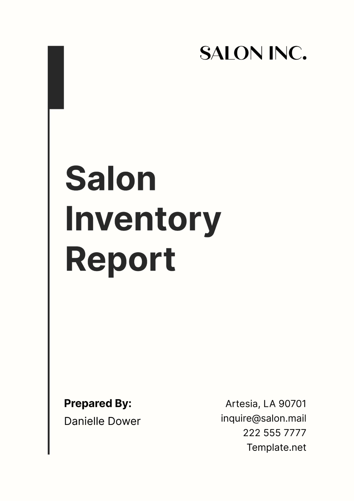 Salon Inventory Report Template - Edit Online & Download