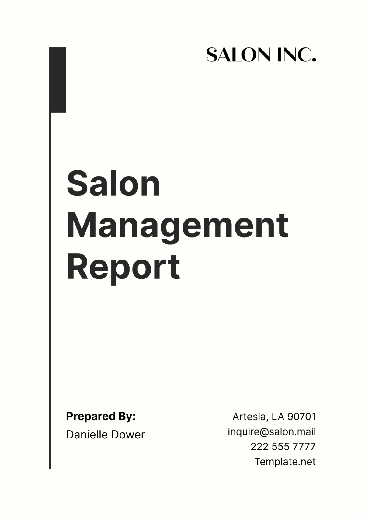 Salon Management Report Template - Edit Online & Download