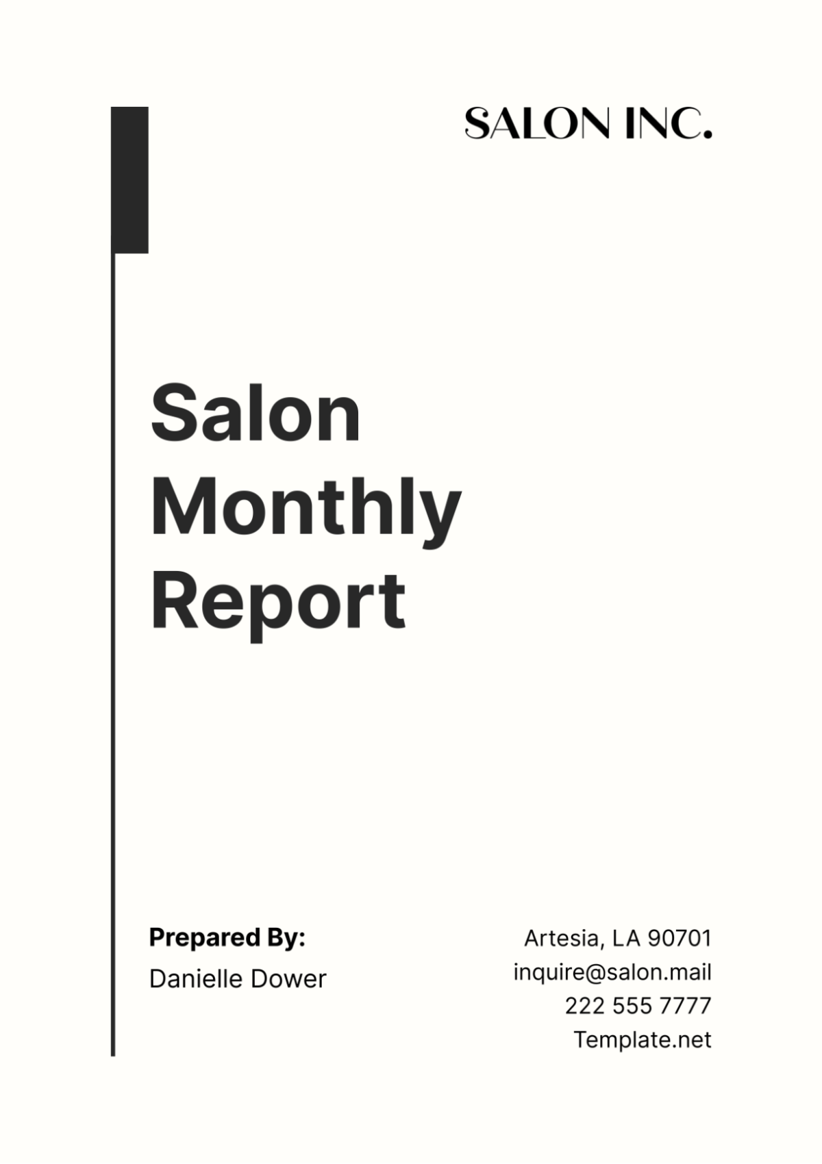 Salon Monthly Report Template