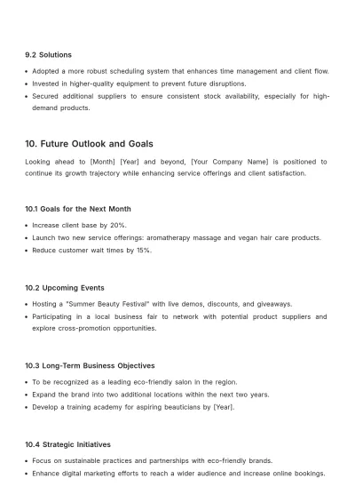 Free Salon Monthly Report Template to Edit Online
