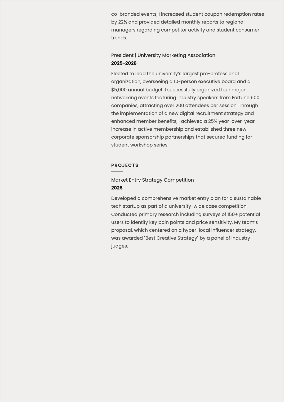 Free University Student ATS CV Template, AI CV Builder
