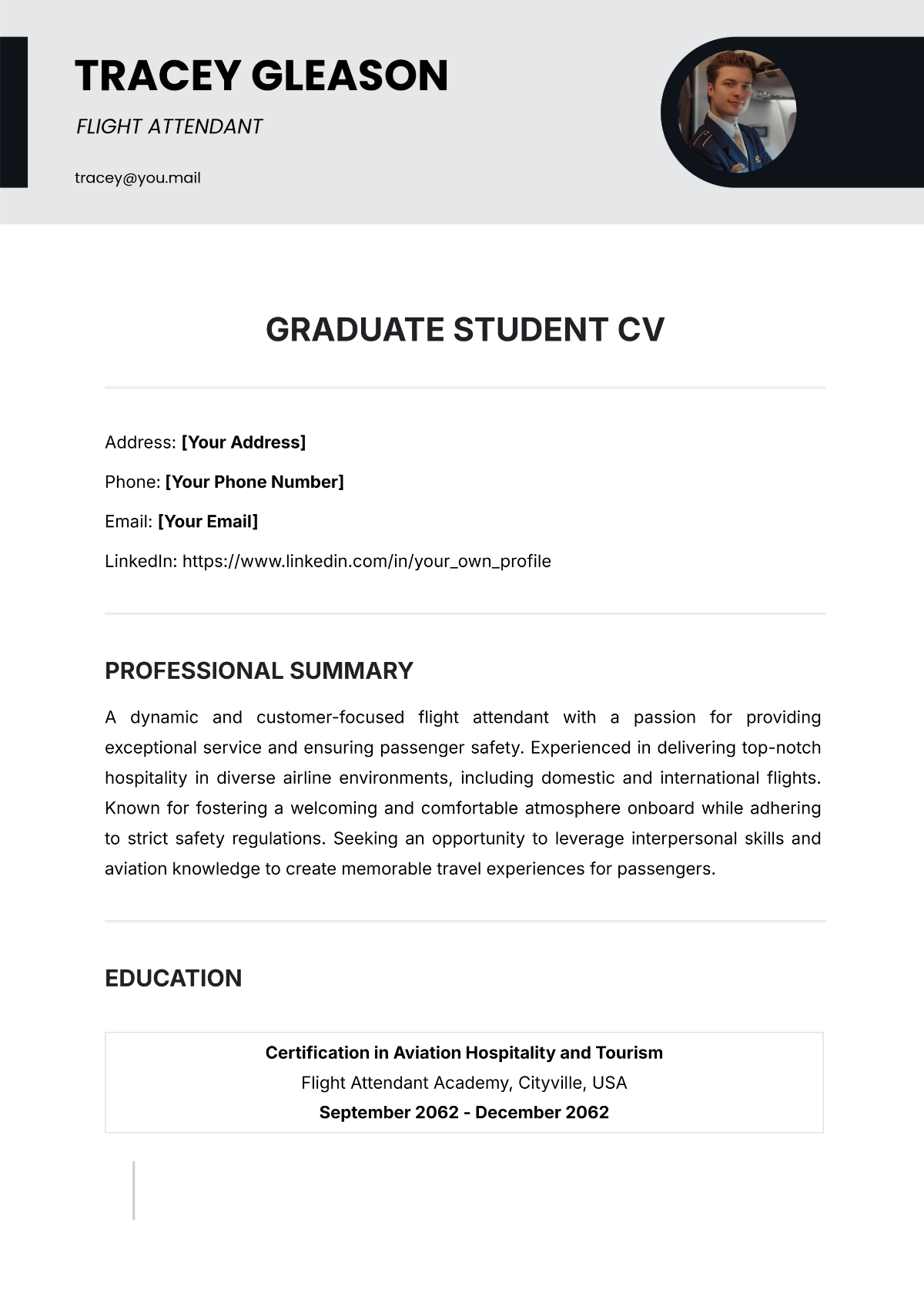 Free Graduate Student CV Template