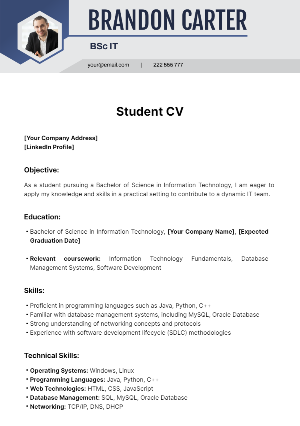 Student CV Template