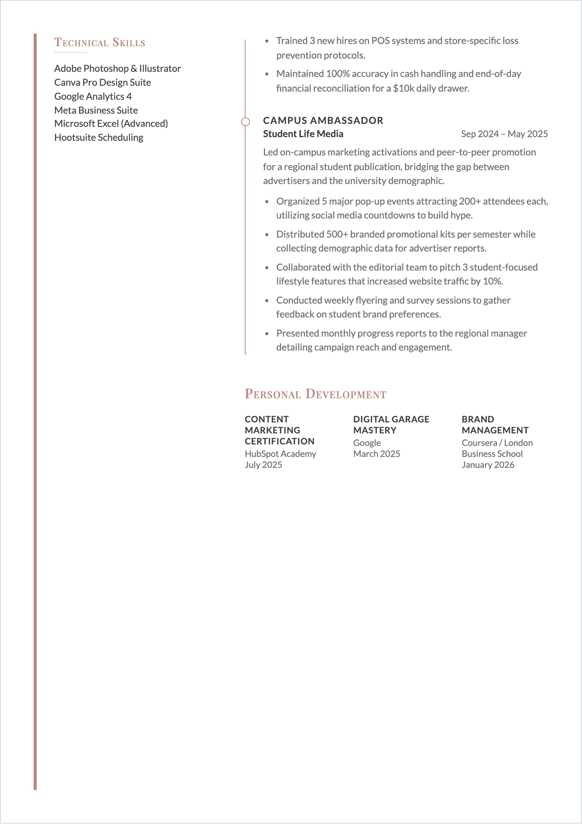 Free Simple Student ATS CV Template, AI CV Builder