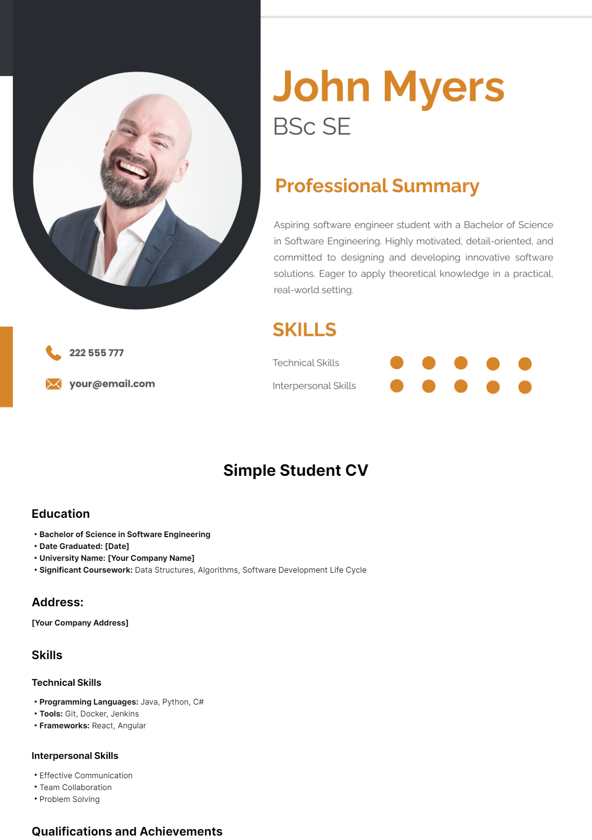 Simple Student CV Template