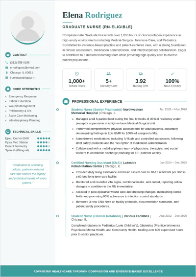Free Graduate Nurse ATS CV Template, AI CV Builder