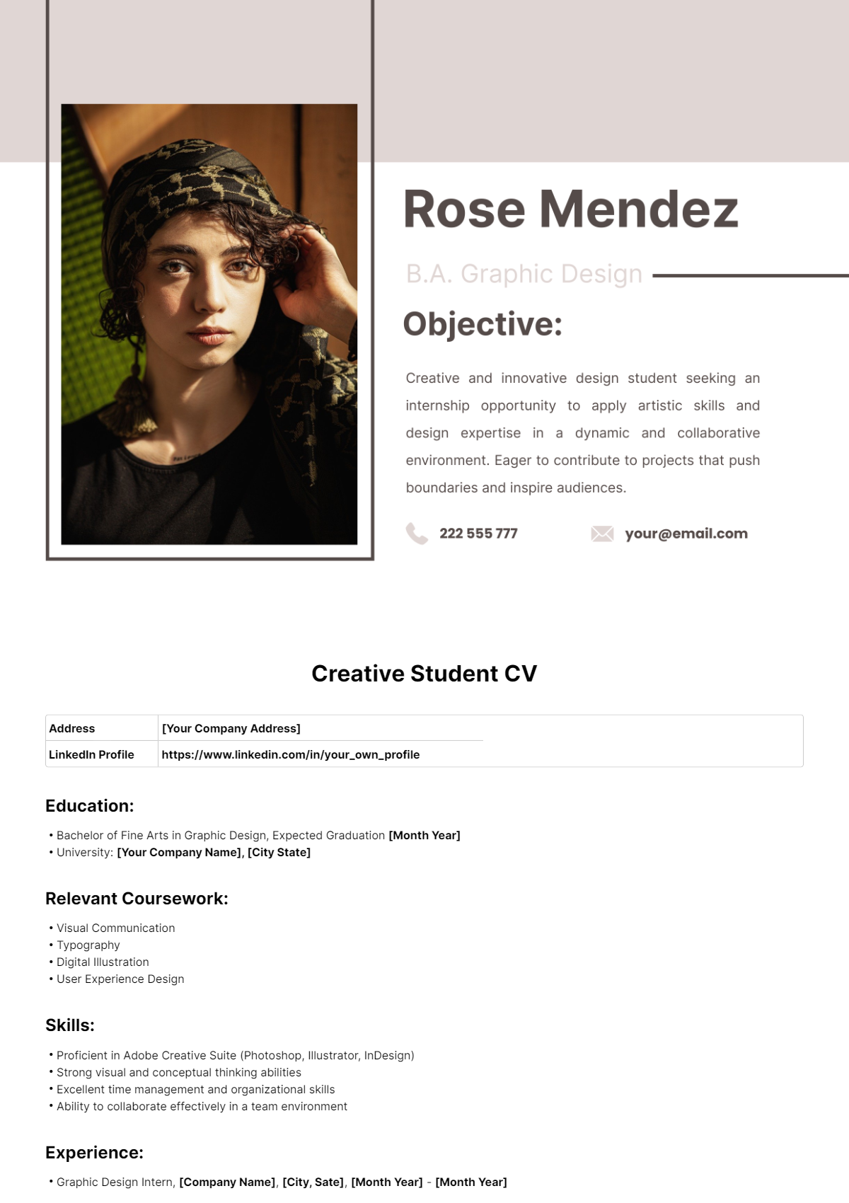 Creative Student CV Template