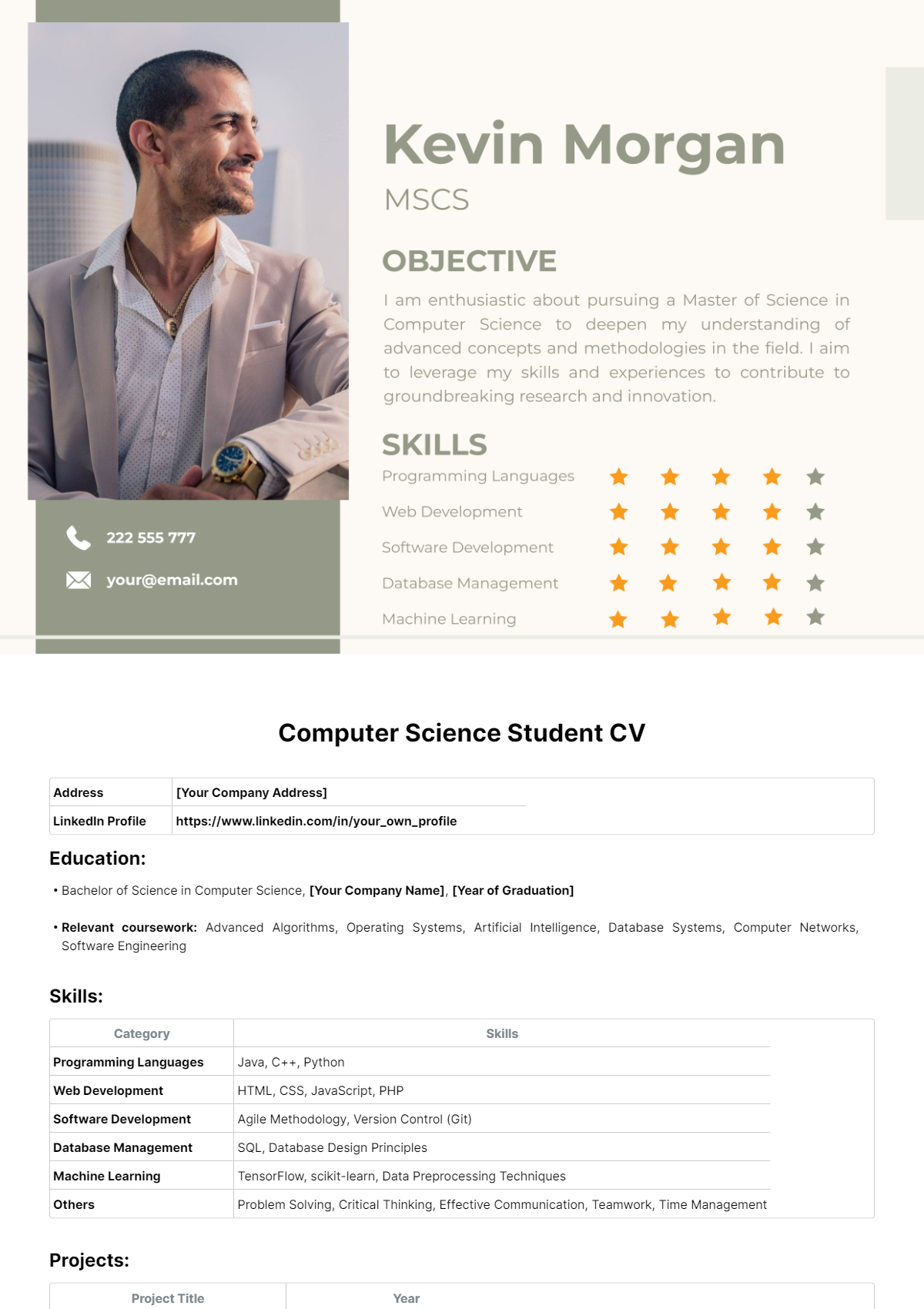 Computer Science Student CV Template