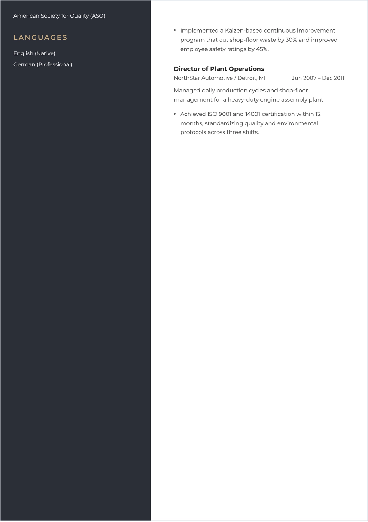 Free Professional Executive ATS CV Template, AI CV Builder