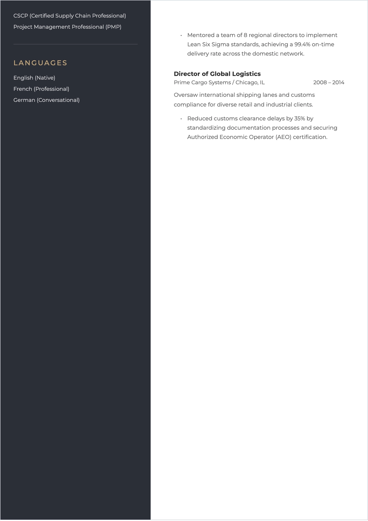 Free Sample Executive ATS CV Template, AI Resume Builder