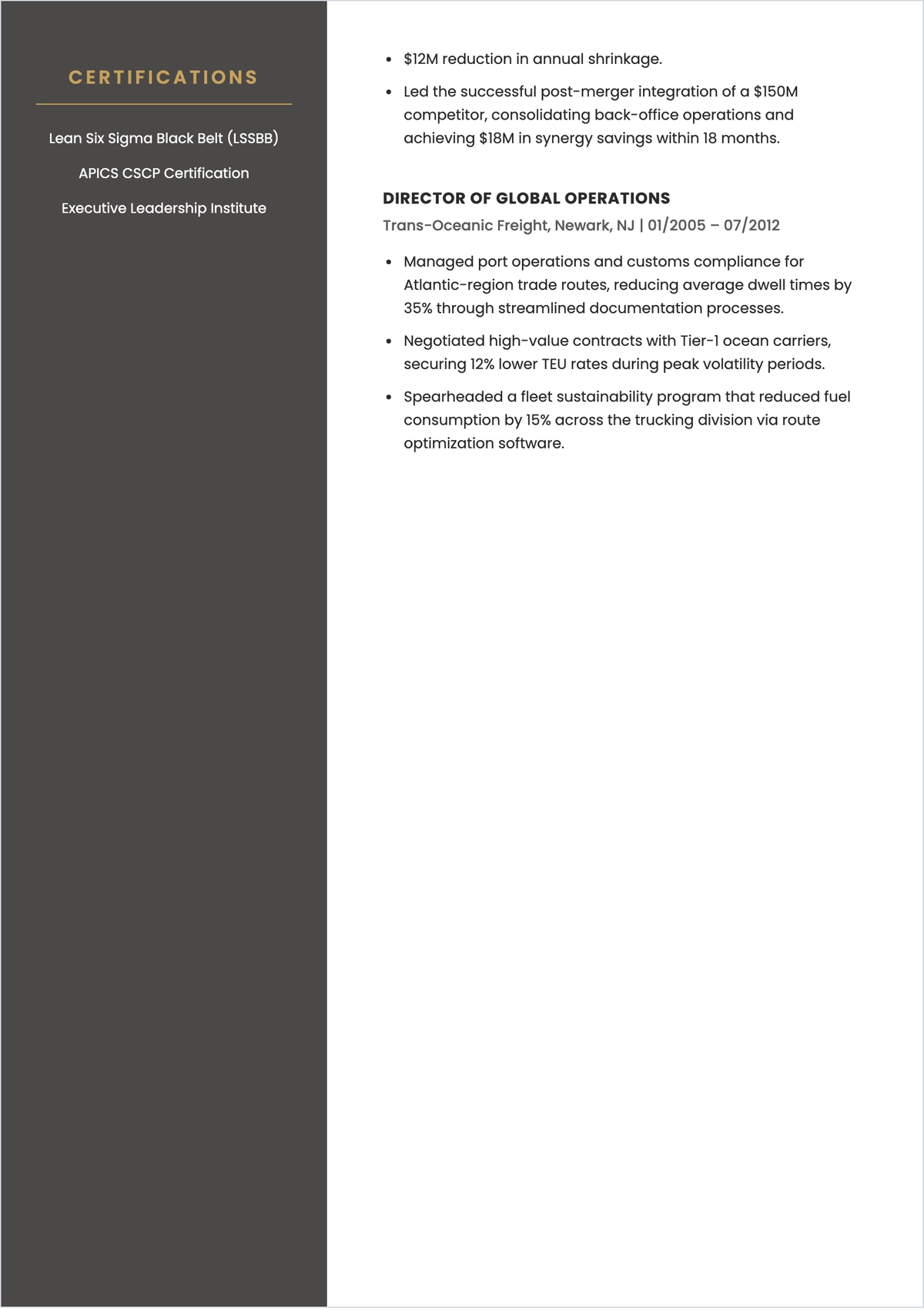 Free Simple Executive ATS CV Template, AI CV Builder