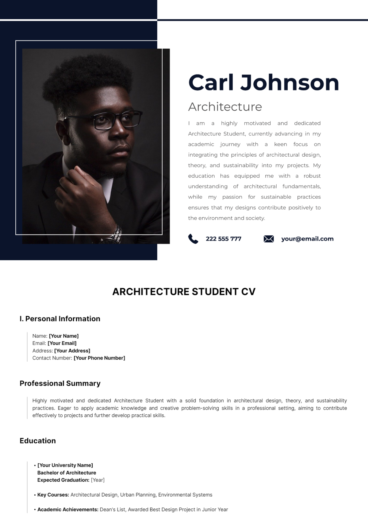 Architecture Student CV Template
