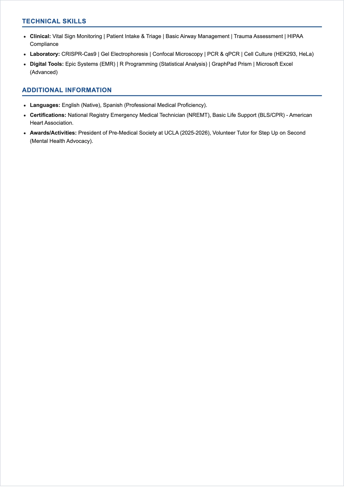 Free Medical School ATS CV Template, AI CV Builder