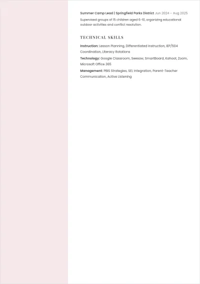 Free Beginner School ATS CV Template, AI CV Builder
