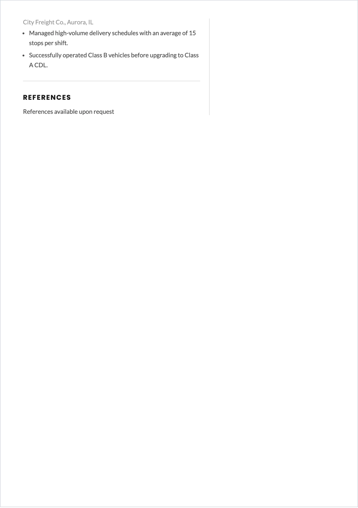 Free Driver ATS CV Template, AI CV Builder