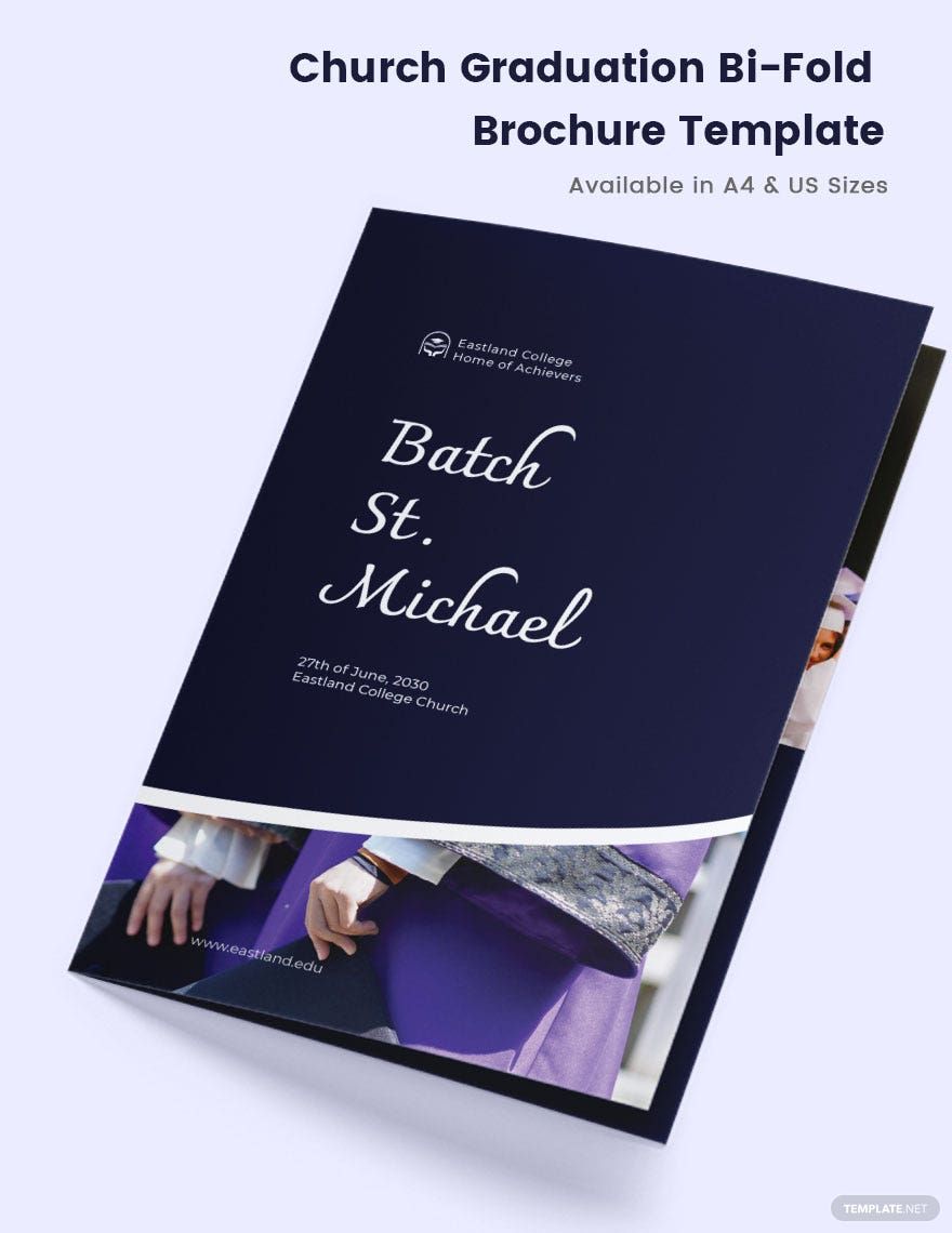 Church Graduation Bi-Fold Brochure Template in Word, PSD, Apple Pages, Publisher