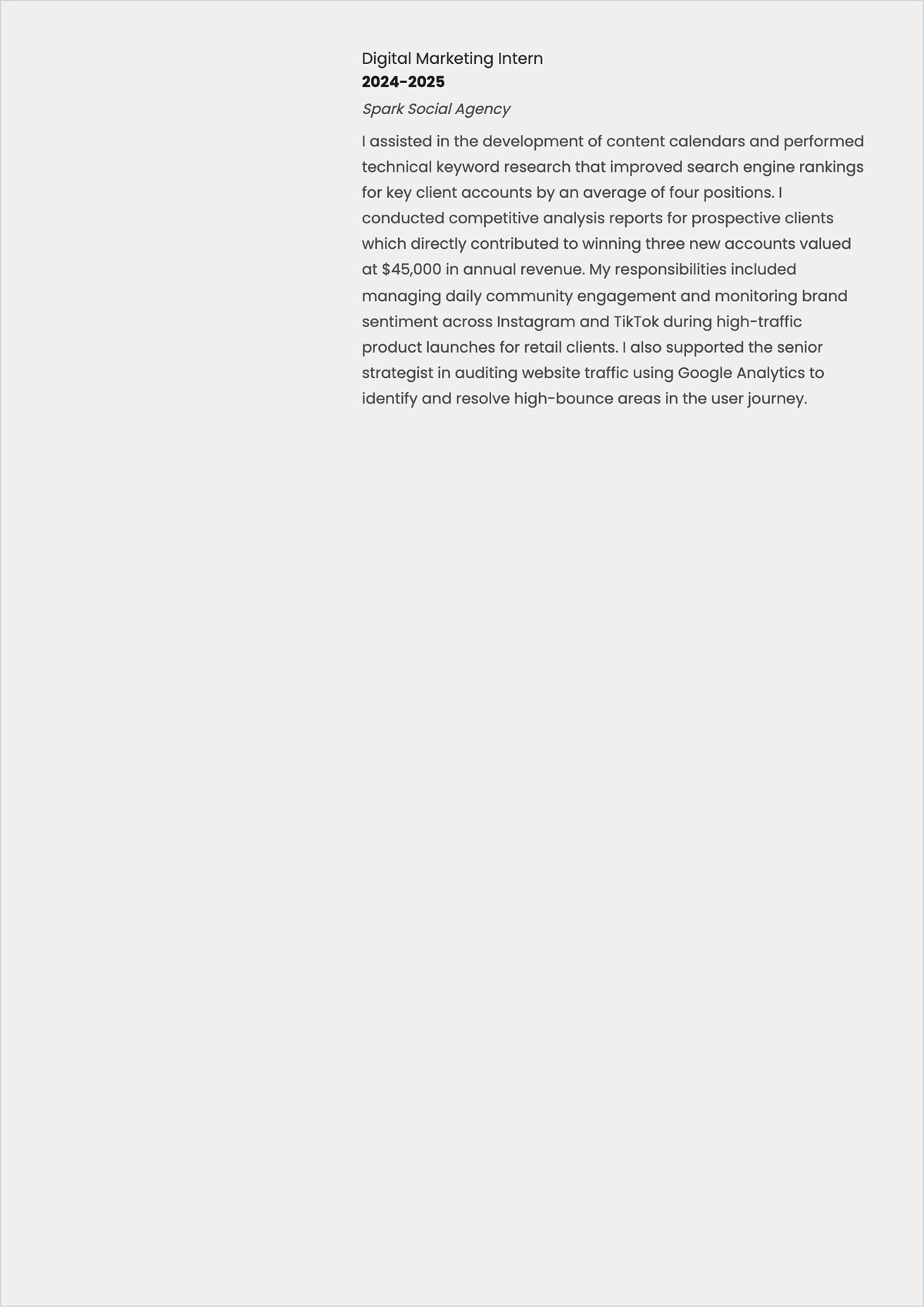 Free University Graduate ATS CV Template, AI CV Builder
