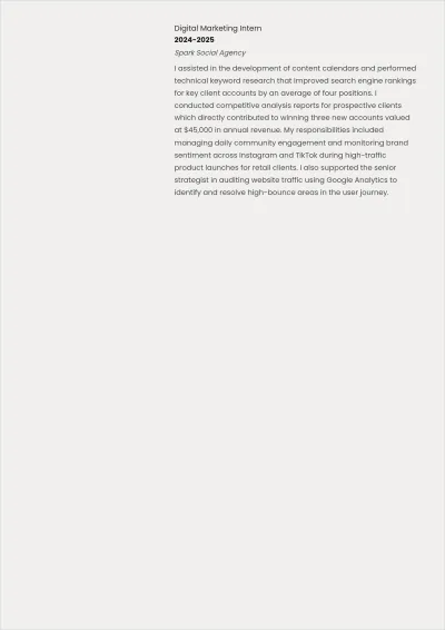 Free University Graduate ATS CV Template, AI CV Builder