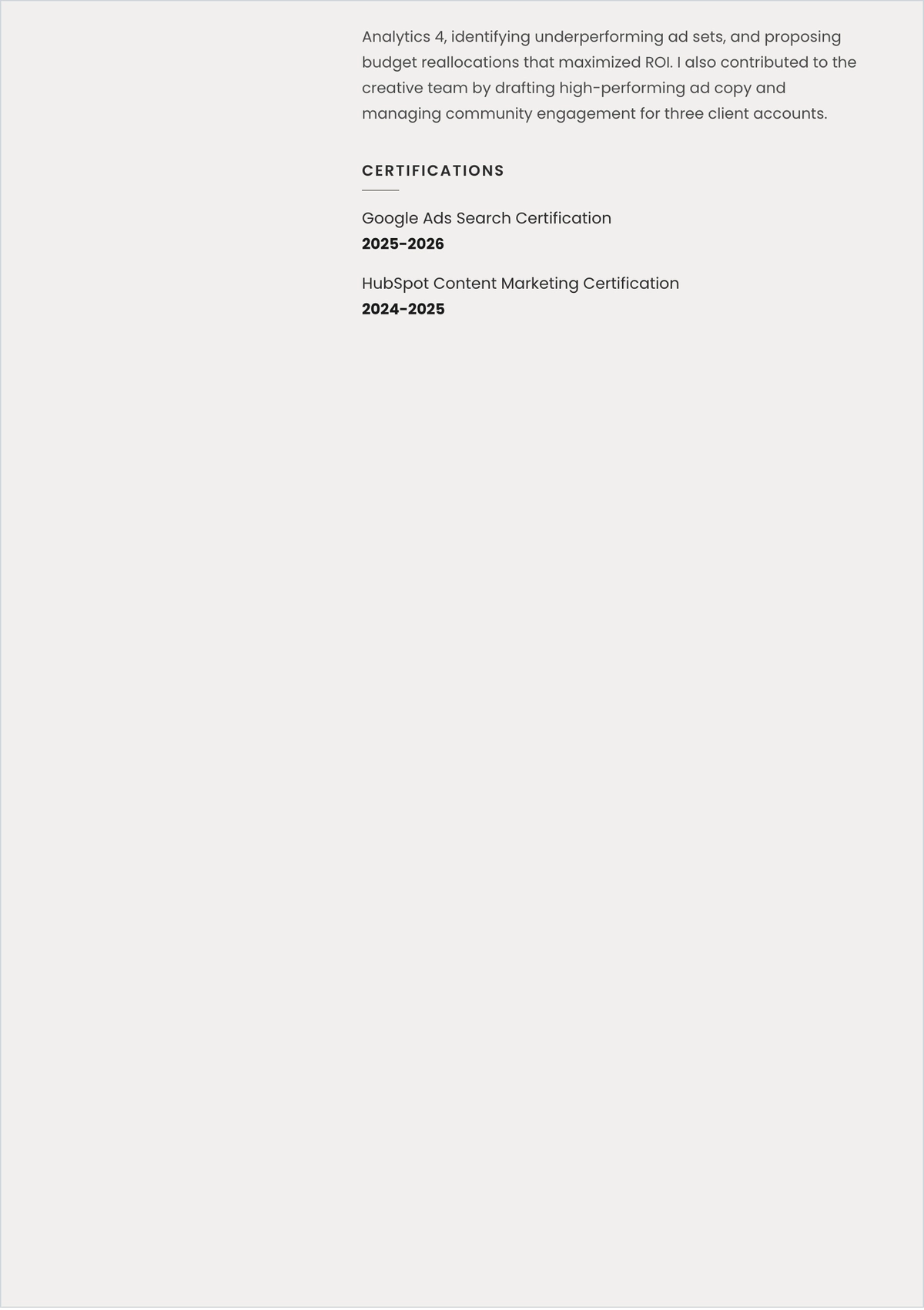 Free Graduate ATS CV with No Experience Template, AI CV Builder