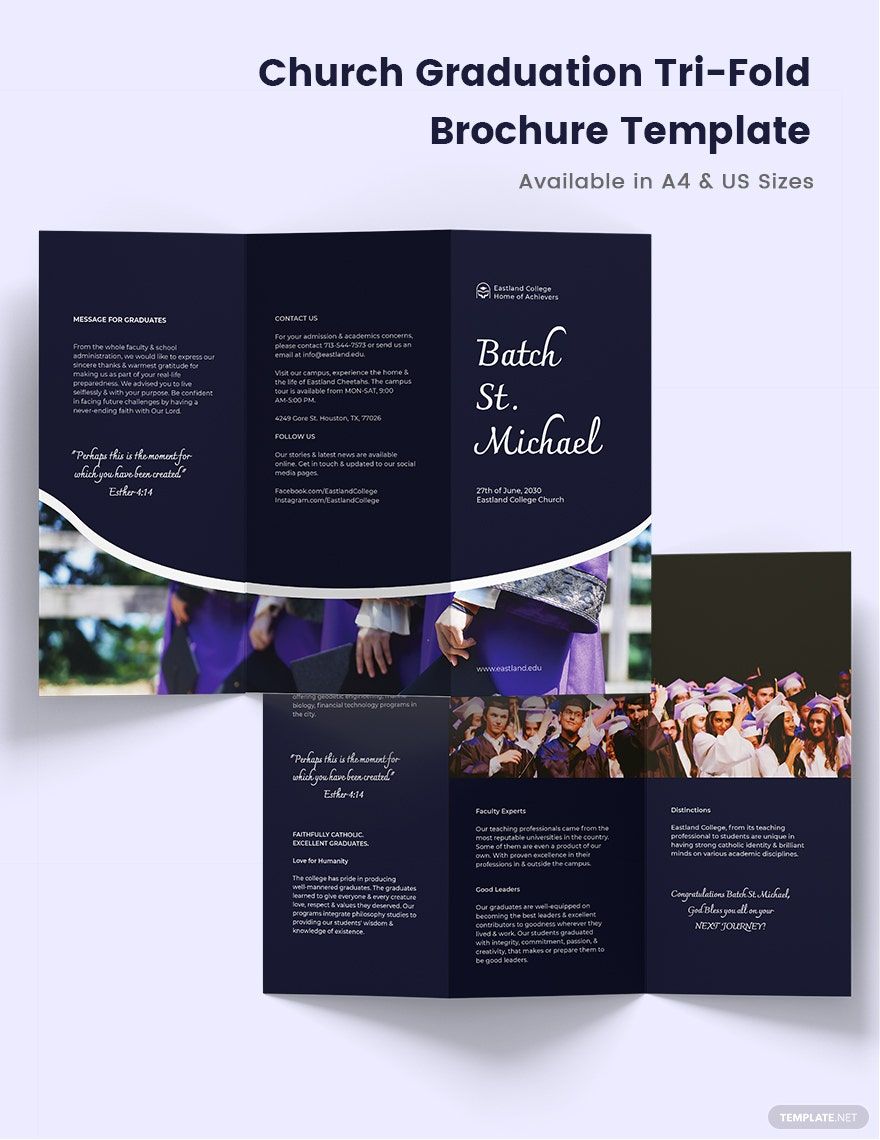Church Graduation Tri-Fold Brochure Template
