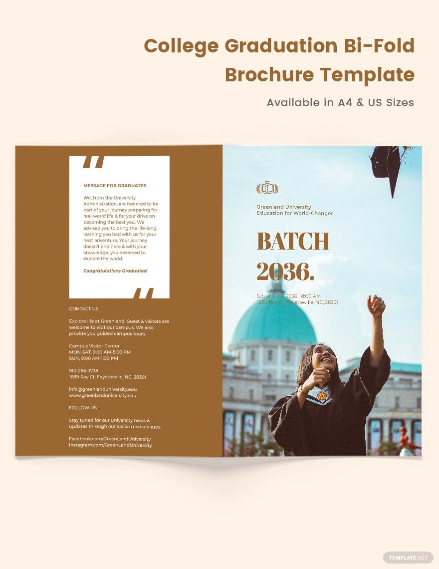 College Graduation Bi-Fold Brochure Template in Word, Google Docs, PSD, Apple Pages, Publisher
