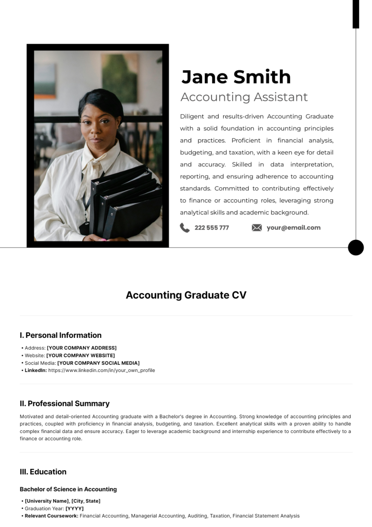 Free Accounting Graduate CV Template