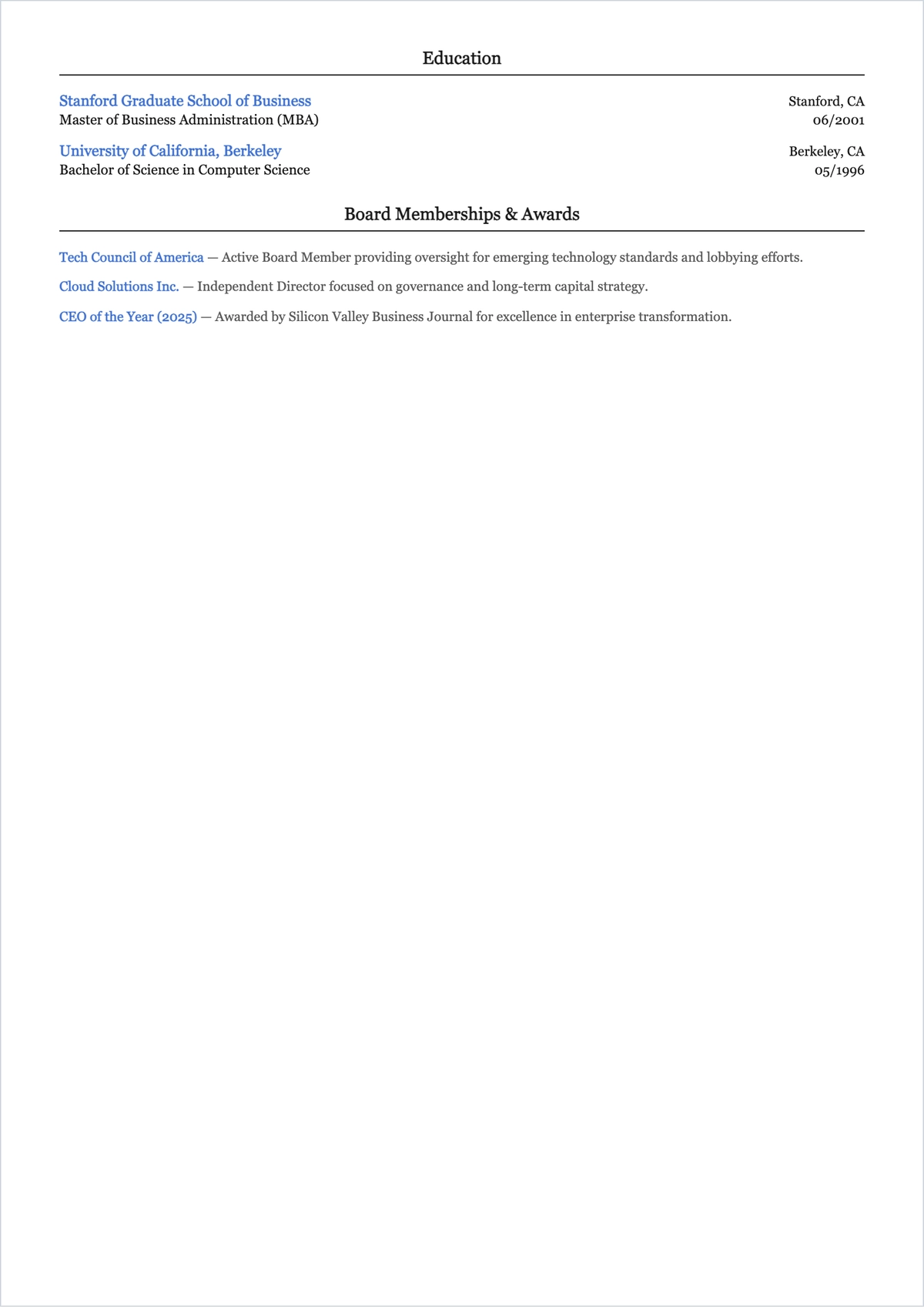 Free CEO ATS CV Template, AI CV Builder