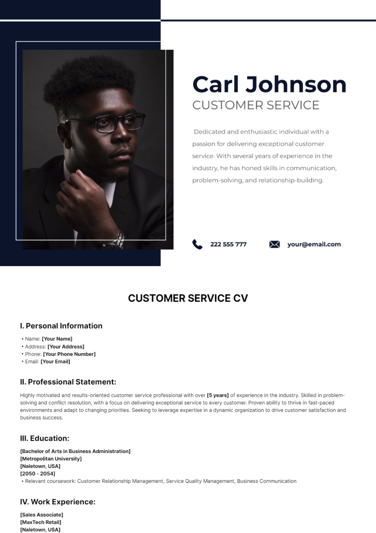 Customer Service CV Template
